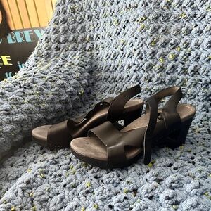 Elegant Black leather  DASKO Women's Sandals